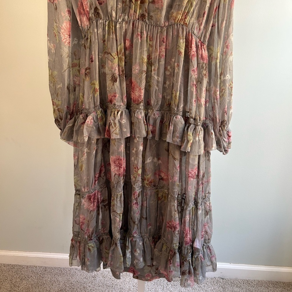 POLO RALPH LAUREN Flower Patterns Silk Flared Medium Elegant Style - Picture 9 of 9
